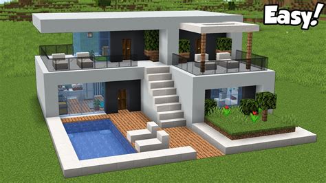Minecraft Easy Modern House Tutorial + Interior How to Build a House