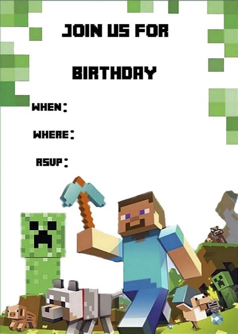 Minecraft Party Invitation Template