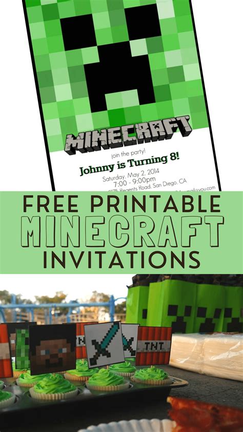 Minecraft Party Invitations Printable