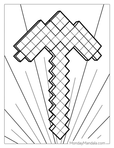 Minecraft Pickaxe Coloring Page
