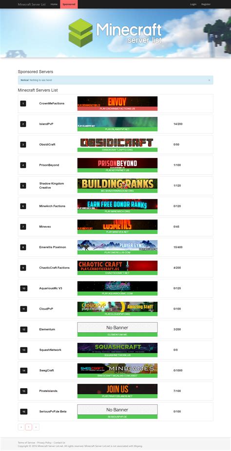 Minecraft Server List Monitoring Top And Ranking Of Servers
