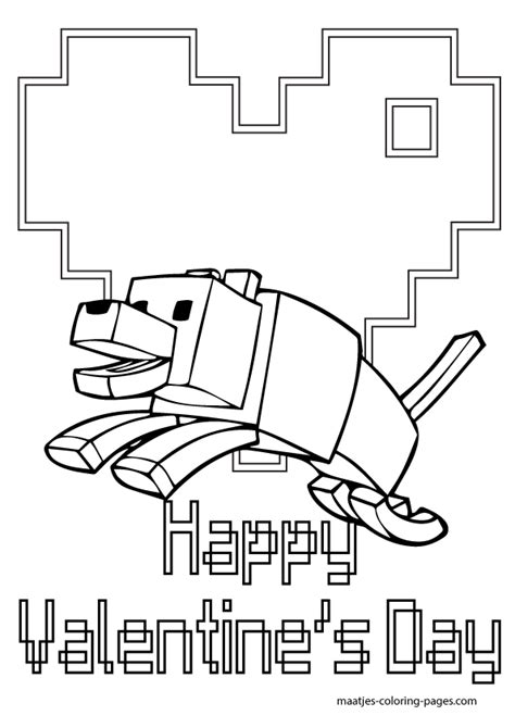 Minecraft Valentines Coloring Pages