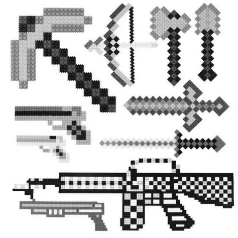 Minecraft Weapons Coloring Pages