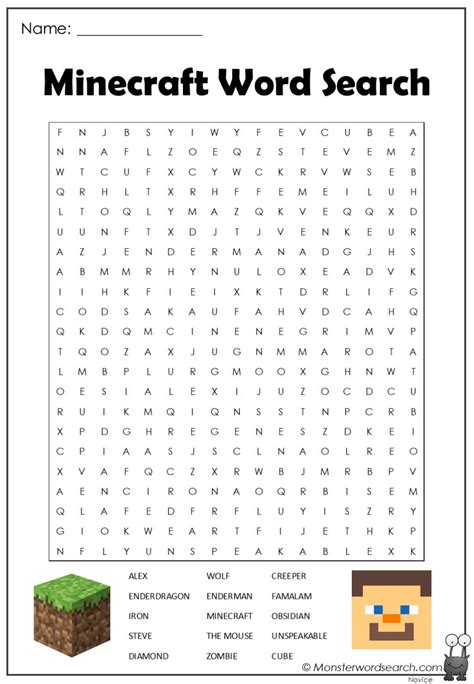 Minecraft Word Search Teaching Squared
