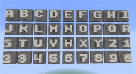 Minecraft block letters. Type 1 The Pixel Styled Letters below are all 8 blocks high. We have created these Letters directly in Minecraft to showcase proof of concept. Simply copy each letter into Minecraft to form any words of your choice. Type 1 - Minecraft Letter A How to build the Letter A in Minecraft using any block of your choice. Type 1 - Minecraft Letter B 