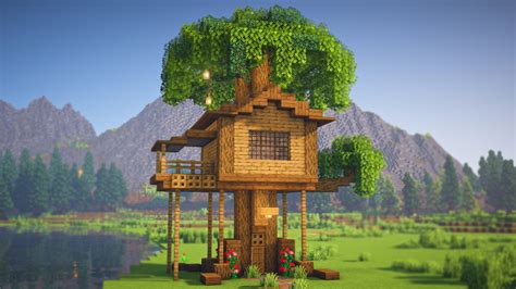 Minecraft how to build a cool treehouse