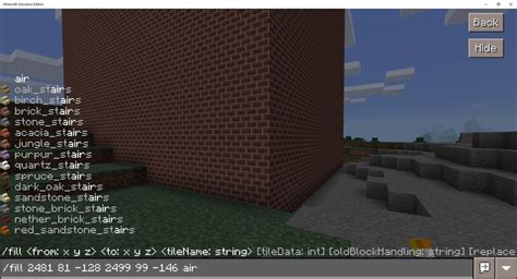 Minecraft how to use the fill command