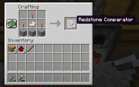 The Redstone Comparator is a block for use with redstone circuitry. It resembles a repeater with an additional redstone torch. It has two inputs: one from the back, signal A: and one from the side, signal B. The output, the torch in frount, has different behaviour depending on the mode of operation: subtraction, which occurs when the torch is lit, and comparison, which occours when the torch ...