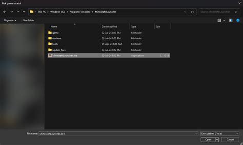 Minecraft steam. exe in C:\Program Files (x86)\Minecraft Launche...