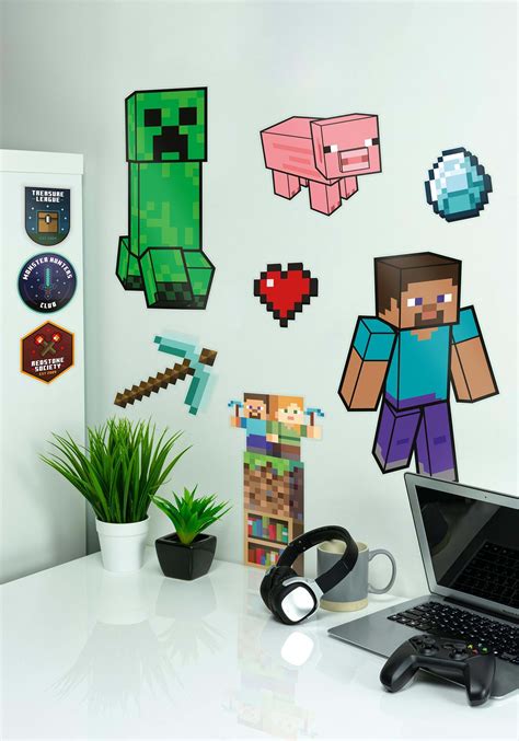 Mine. Craft. Sleep. Repeat. Perfect for any Minecraft player, this officially-licensed peel and stick giant wall decal set is sure to add some Creepiness to any space! Featuring a large green Creeper, Alex, and some other in-game imagery, this set is definitely going to impress. Installation is as simple as peel, stick, done!1.98 inches x 1.93 inches to 16.28 …. 