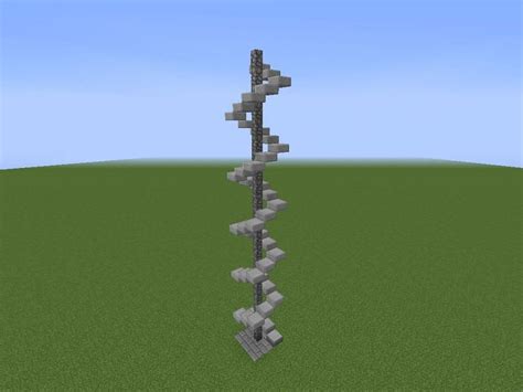 Minecraft winding staircase. Each step has a vertical distance of 0.6 meters and a horizontal distance of 0.0000001 meters. The steps are made of shulkers on area effect clouds which allow for precise placement. It would take approximately 10,000,000 steps to notice a one horizontal meter difference between the top and bottom. At that point, you'd be around y = 6,000,000. 