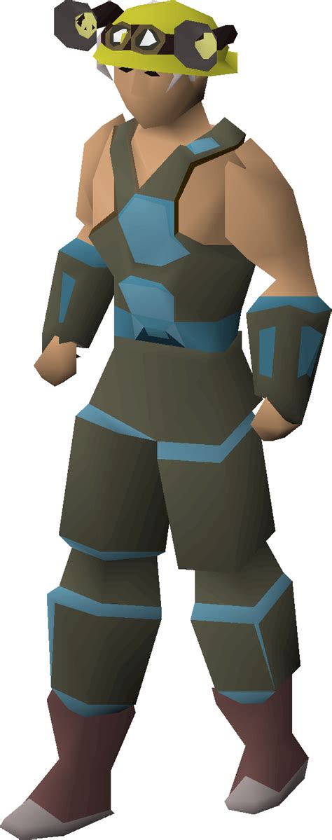 Miner outfit osrs. The Prospector's Kit is a specialized set of mining gear that significantly enhances your mining experience. Comprising four pieces of equipment, it provides both practical and aesthetic benefits. Let's break down each component: Prospector Helm: The helm boosts your mining experience by 0.4% when worn. While this might seem small, it adds ... 