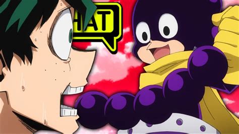 Mineta confesses to deku. Like Koda and Sato (but not in the sense of being a shitty person), Mineta provides balance and variety to the cast of 1-A. Instead of being congested with a bunch of Gokus, Gons, Narutos, etc, 1-A is a variety of powerlevels, personalities and moralities. Tl;dr. Mineta sucks, and your hate for him means he's a successful character. 