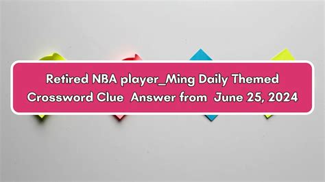 The Crossword Solver found 30 answers to "nba player yao", 4 letters crossword clue. The Crossword Solver finds answers to classic crosswords and cryptic crossword puzzles. Enter the length or pattern for better results. Click the answer to find similar crossword clues . Enter a Crossword Clue.