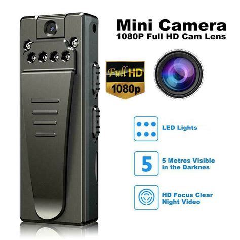 Mini Body Camera 4 Hours HD 1080P Video Recording IR Night Cam Portable ...