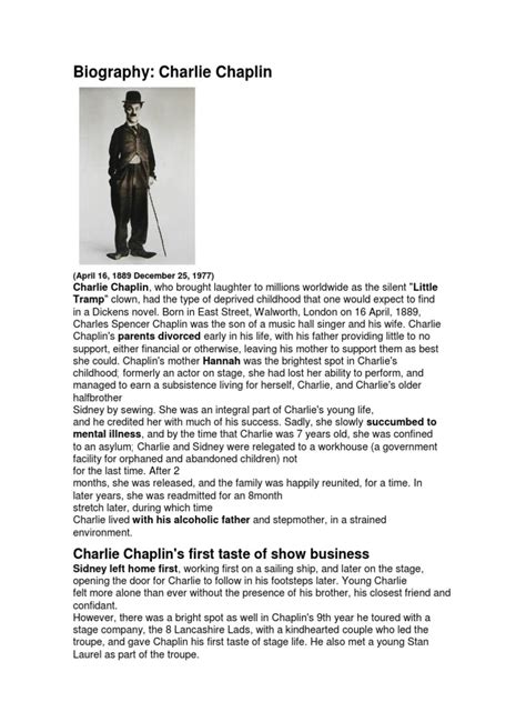 Mini biography charlie chaplin