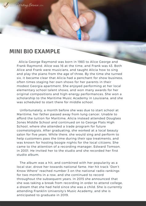 Mini biography examples