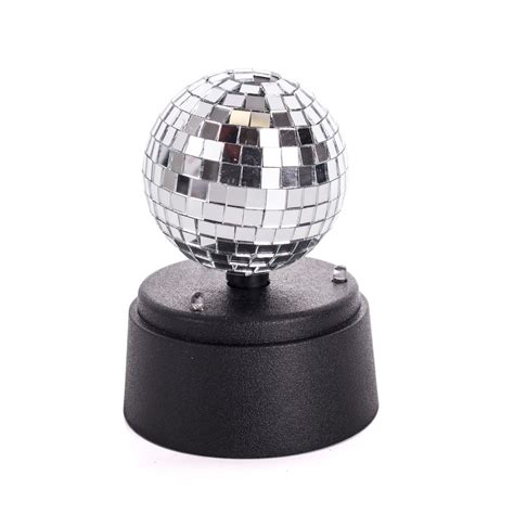 Mini disco balls near me. Turn on and dance the night away. This brilliant mirror ball and LED spotlights station. It features an automatic rotating mirror ball, two adjustable angle spotlights with 6 red, green and blue LED's each. It also has an additional 4 red and blue LED's on the base for maximum effect. Mains power adaptor included. Length. 260mm. 