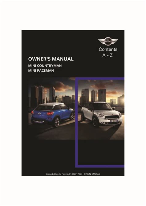 Mini paceman 2013 model owners manual. - The norton anthology of modern and contemporary poetry volume 1 modern poetry.