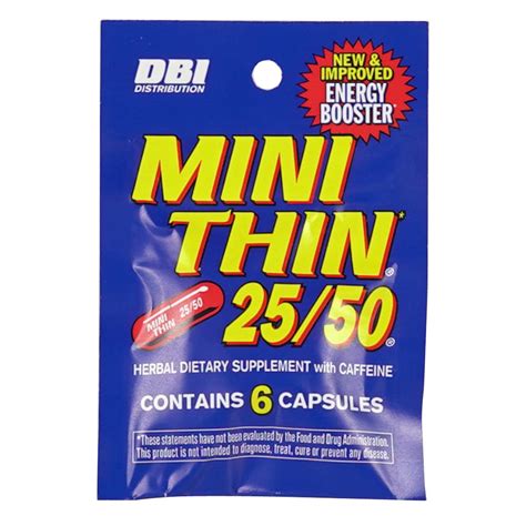 Mini thin. What is Mini Thin 25/50? Mini Thin 25/50 is a safe and effective weight loss supplement. Mini Thin 25/50 has a unique blend of ingredients that basically guarantee weight loss results. Not only does Mini Thin 25/50 contain caffeine, but also the green tea and white willow bark extracts are sure to assist you in reaching your weight loss goals ... 