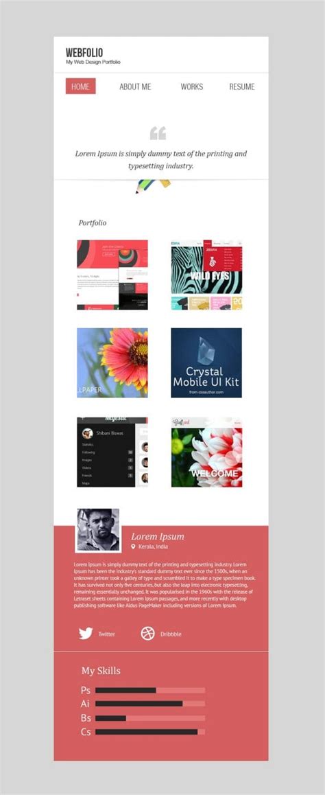 Minimal Portfolio Template PSD with Mobile Version Freebie No 100