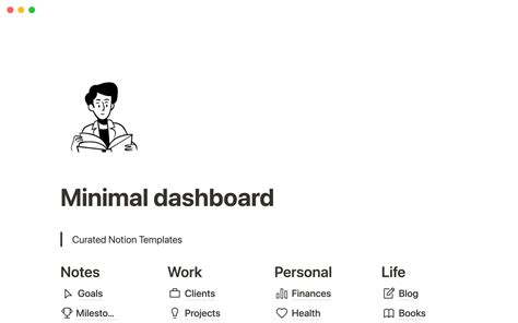 Minimal dashboard Notion Templates