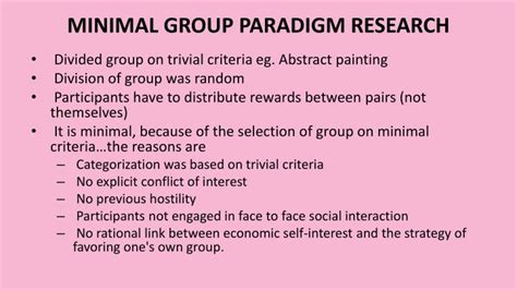 Minimal group paradigm example