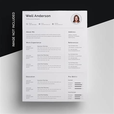 Minimalism resume template Premium PSD File