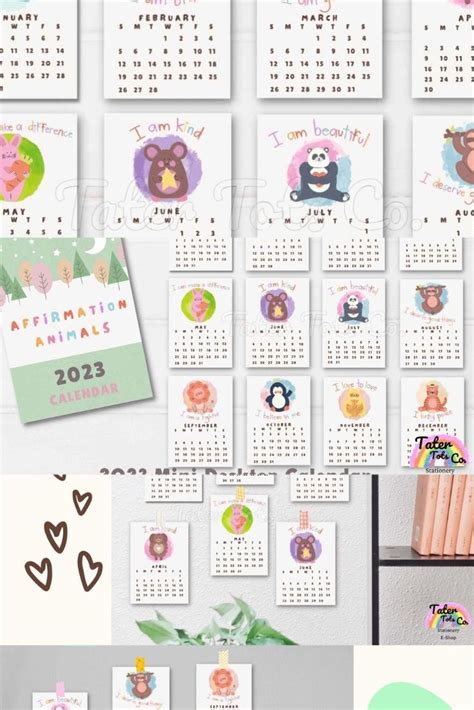 Minimalist Cartoon Animal Pattern Mini Monthly Calendar/ Convenient