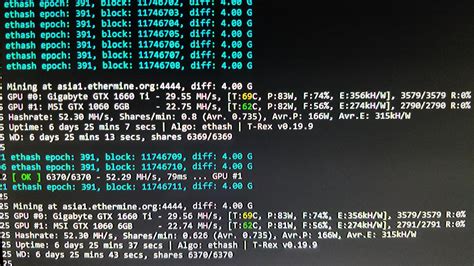 Mining Ethereum on GTX 1060 6GB and 1660 Ti - 52.30 Mh/s