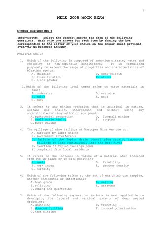 Mining Text Answer Exam