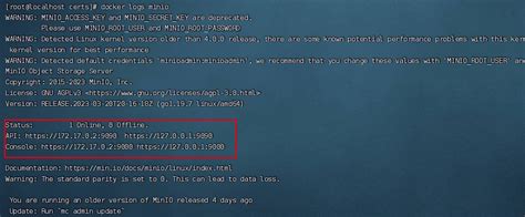 Minio connection refused.  These endpoints return an HTTP status code indicating wheth...