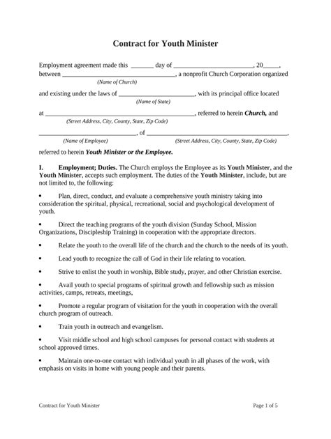 Ministry Contract Template Form Fill Out and Sign Printable PDF