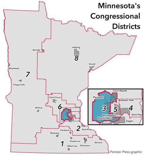Current U.S. representatives from Minnesota District Member (Residence) Party Incumbent since CPVI (2022) District map 1st: Brad Finstad : Republican August 12, …. 