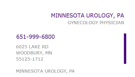 Minnesota Urology, Pa – Woodbury, MN - NPI Number Lookup