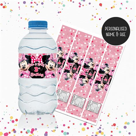 Minnie Mouse Party Water Bottle Labels Minnie Mouse Theme