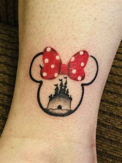 Apr 20, 2016 - My first tattoo! Mickey for my husband, a Minnie for me and a second Minnie for my daughter.. 