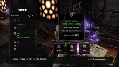 Minor glyph of stamina. Champion 100-150. Essence Rune. Kura + Deni. Monumental Glyph of Stamina is a Glyph in Elder Scrolls Online that increases Max Stamina . Glyphs can be used to enchant weapons, armor and jewelry. The level of a Glyph is determined by the Potency rune used, the quality of a Glyph is determined by the Aspect rune, and the effect the Glyph has on ... 
