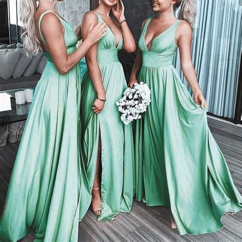 Mint green bridesmaid dresses. Mint Green Bridesmaid Dress,V neck Straps Mint Bridesmaid Dress,Long Bridesmaid Dresses (1.4k) $ 129.00. FREE shipping Add to Favorites Mint Green 58"/60" Wide (Peau ... 