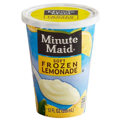 Minute maid frozen lemonade. 1 can (295mL) Minute Maid® Lemonade frozen concentrate, thawed (undiluted) 3 cups Sprite® Sparkling Beverage 2 cups Water Ice cubes or ice ring Instructions. In punch bowl or large pitcher, stir together grape punch and lemonade frozen concentrates, Sprite® and water. Stir gently to mix well. ... 