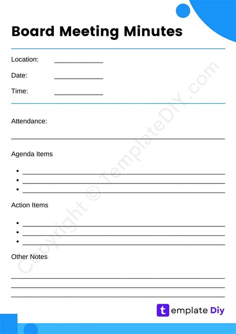 Minutes Notes Template PDF Template