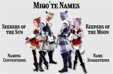 Looking for a names for your Female Miqo'te Character in FF14 then you should check this list given below and choose one from it. O'rhimnumo. C'nismhaiane. A'xolleizi. M'tchipha. V'kilturhe. Vilo Rismhe. Qisuh Meifrulho. Ehmi Rullomhu.. 