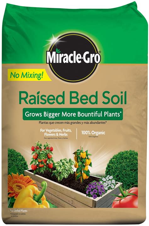 Miracle gro raised bed soil costco. The Raised Bed Soil produced by Miracle-Gro contains a combination of compost, forest products, peat moss and/or coconut coir, along with nutrients from the poultry litter, alfalfa meal, bone meal, kelp meal and earthworm castings mixed into the soil. The nutrient balance is .09-.08-.09 plus calcium, making it ideal for vegetables as well as ... 