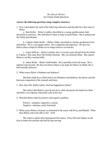 Miracle worker study guide questions and answers. - Macbeth a guide to the play greenwood guides to shakespeare.