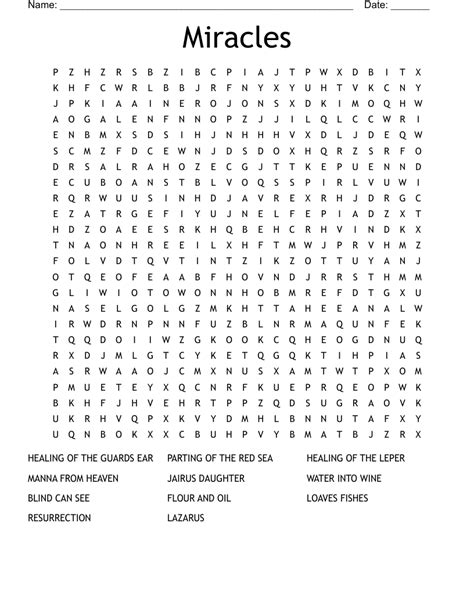 Miracles Word Search WordMint