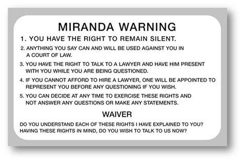 Miranda rights card. Things To Know About Miranda rights card. 