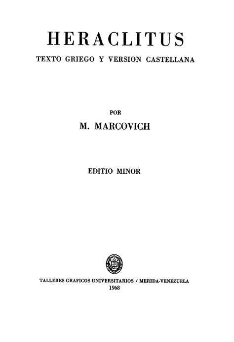 Miroslav marcovich heraclitus biography