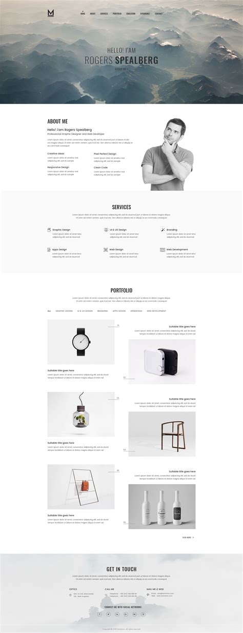 Mirror Minimal Personal Portfolio PSD Template by DevItems
