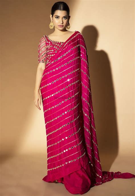 Mirror Work Saree - Utsav Fashion