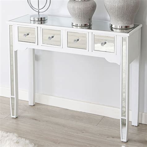 Mirrored 4 Drawer Console Table Picture Perfect Home